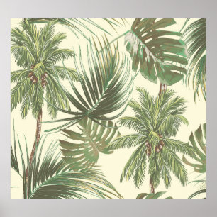 Tropische Blätter Vintage Palmblätter Poster