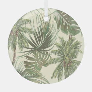 Tropische Blätter Vintage Palmen Tapete Ornament Aus Glas