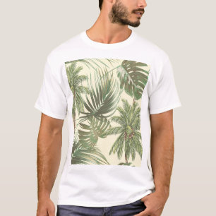 Tropische Blätter Vintage Palmen Tapete T-Shirt
