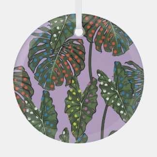 Tropische Blätter: Vintager Polka Punkt. Ornament Aus Glas