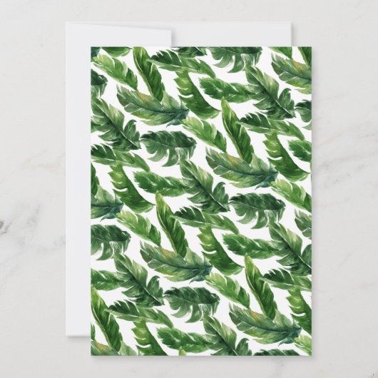 Tropische Blätter Wasserfarbe Brautparty Einladung (Rückseite)