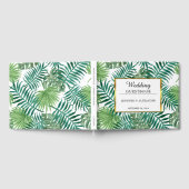 Tropische Blätter Wasserfarbe Gold Hochzeit Gästebuch (Voll)