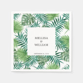 Tropische Blätter Wasserfarbe Hochzeit Serviette (Vorderseite)