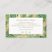 Tropische Blätter Wasserfarbe Muster auf Imitaten Visitenkarte (Rückseite)