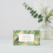 Tropische Blätter Wasserfarbe Muster auf Imitaten  Visitenkarte (Stehend Vorderseite)