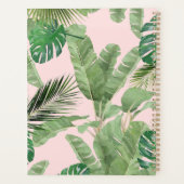 tropische Blätter Wasserfarbe Muster auf rosa Planer (Rückseite)