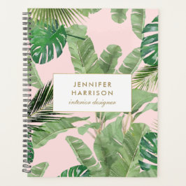 tropische Blätter Wasserfarbe Muster auf rosa Planer