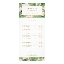 tropische Blätter Wasserfarbe Muster auf rosa Werbekarte