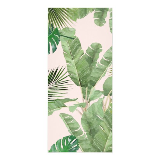 tropische Blätter Wasserfarbe Muster auf rosa Werbekarte (Hinten)