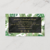 Tropische Blätter Wasserfarbe Muster auf Weiß Visitenkarte (Rückseite)