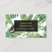Tropische Blätter Wasserfarbe Muster auf Weiß Visitenkarte (Vorderseite)