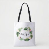 Tropische Blätter Wasserfarbe Personalisiert Tasche (Vorderseite)