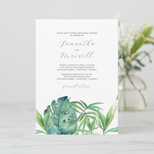 Tropische Blätter Wasserfarbe Probe Abendessen (Stehend Vorderseite)