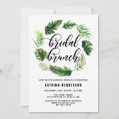 Tropische Blätter Wasserfarbe Wreath Bridal Brunch Einladung (Vorderseite)