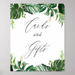 Tropische Blätter Wasserfarbe Zeichen Poster