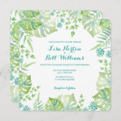 Tropische Blätter Wasserfarben Hochzeit Einladung (Vorne/Hinten)