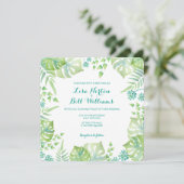 Tropische Blätter Wasserfarben Hochzeit Einladung (Stehend Vorderseite)