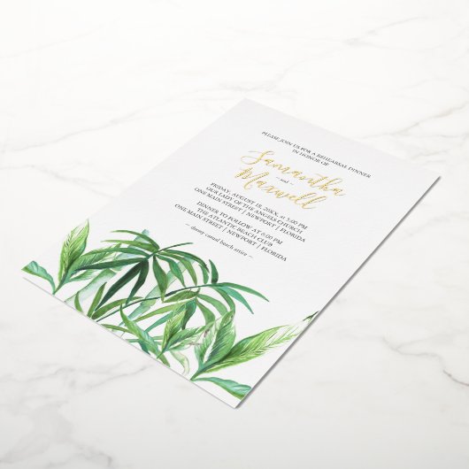 Tropische Blätter Wasserfarbener Hochzeitsfoil Ein Folieneinladung (Gedreht)