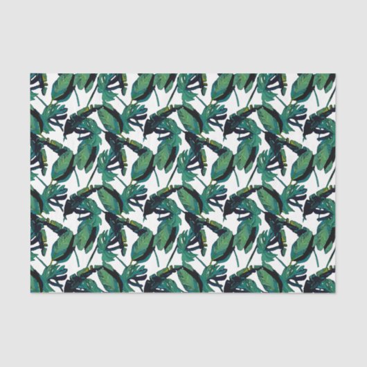 Tropische Blätter Wasserfarbenfoliendekoupage Seidenpapier (Vorderseite)
