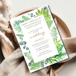 Tropische Blätter Wasserfarbenhochzeit Einladung