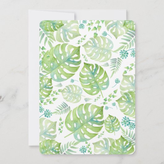 Tropische Blätter Watercolor-Hochzeitseinladung Einladung (Rückseite)