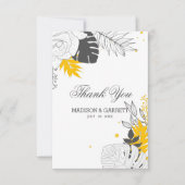 Tropische Blätter weiß und gelb, danke: Dankeskarte (Vorderseite)