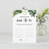 Tropische Blätter wie alt war Mama Baby Duschkarte Begleitkarte (Stehend Vorderseite)