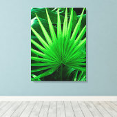 Tropische Blätter, Windmühle, dunkelgrüne Palme Leinwanddruck (Insitu (Holzboden))