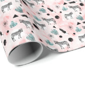 Tropische Blätter Zebras Krawatte-Farbmuster Geschenkpapier (Rolleneckpunkt)