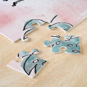 Tropische Blätter Zebras Krawatte-Farbmuster Puzzle (Seite)