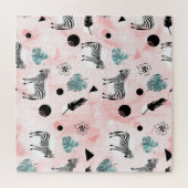 Tropische Blätter Zebras Krawatte-Farbmuster Puzzle (Horizontal)
