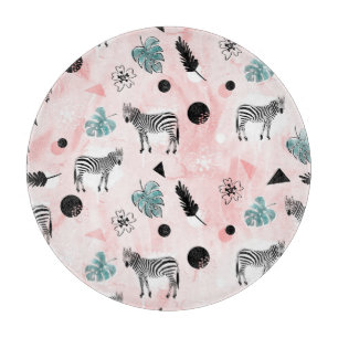 Tropische Blätter Zebras Krawatte-Farbmuster Schneidebrett