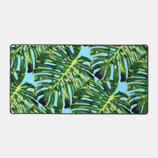 Tropische Blätter zum blauen Himmel Schreibtischunterlage (Vorderseite)