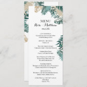 Tropische Blätter zum Hochzeitsessen Menükarte (Vorne/Hinten)