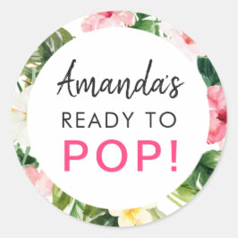 Tropische Blätter zum Pop Babyduschenaufkleber ber Runder Aufkleber