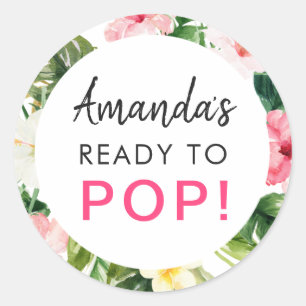 Tropische Blätter zum Pop Babyduschenaufkleber ber Runder Aufkleber