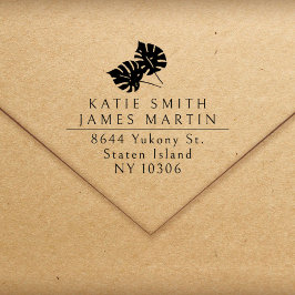 Tropische Blätter Zwei Nachnamen Doppelte Rücksend Permastempel