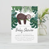 Tropische Blätterschläfer-Baby-Dusche Einladung (Stehend Vorderseite)
