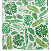 tropische Blattmuster grün und weiß Duschvorhang (Vorderseite)