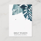 TROPISCHE BLAUE MOSTERA FAUNA STUD EARRING DISPLAY VISITENKARTE (Vorderseite)