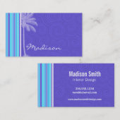 Tropische blaue u. lila Streifen; Gestreift Visitenkarte (Vorne/Hinten)