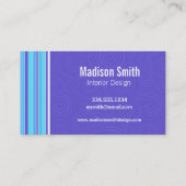 Tropische blaue u. lila Streifen; Gestreift Visitenkarte (Rückseite)