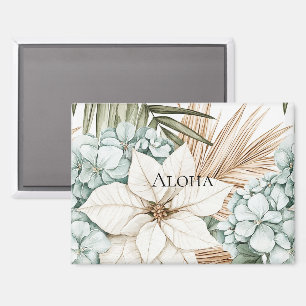 Tropische blaue weiße Blumen Hochzeit Magnet
