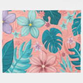 Tropische Bliss-Blüte mit pastellfarbenen Blätter Fleecedecke (Vorderseite (Horizontal))