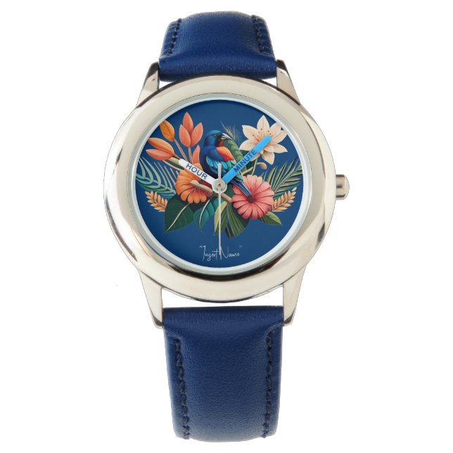 Tropische Bliss: Eine lebendige Fusion der Flora Armbanduhr (Vorderseite)