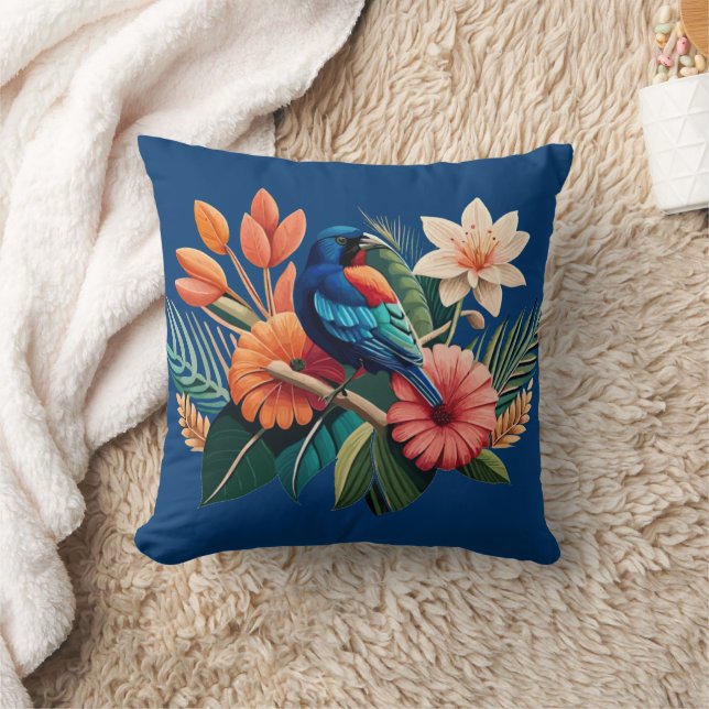 Tropische Bliss: Eine lebendige Fusion der Flora Kissen (Decke)