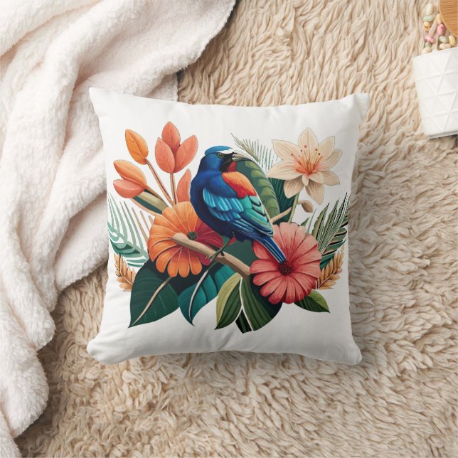 Tropische Bliss: Eine lebendige Fusion der Flora Kissen (Decke)