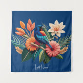 Tropische Bliss: Eine lebendige Fusion der Flora Wandteppich (Vorderseite)