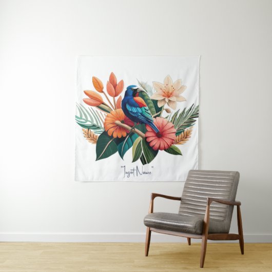 Tropische Bliss: Eine lebendige Fusion der Flora Wandteppich (Beispiel)