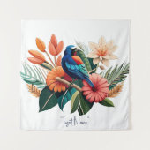 Tropische Bliss: Eine lebendige Fusion der Flora Wandteppich (Vorderseite)